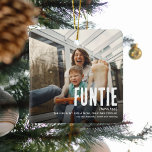 Funny Cute FUNTIE 2 Foto's Kerstmis Keramisch Ornament<br><div class="desc">Fun Aunts is de BESTE! Creëer deze geweldige FUNCTIE kerstversiering voor een leuke tante dit vakantieseizoen. Upload eenvoudig twee afbeeldingen van uw keus en pas de tekst aan.</div>