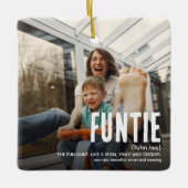 Funny Cute FUNTIE 2 Foto's Kerstmis Keramisch Ornament (Voorkant)