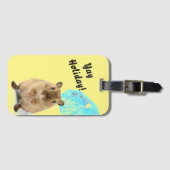 Funny Cute Gerbil Summer Holiday Yellow Bagagelabel (Voorkant (horizontaal))