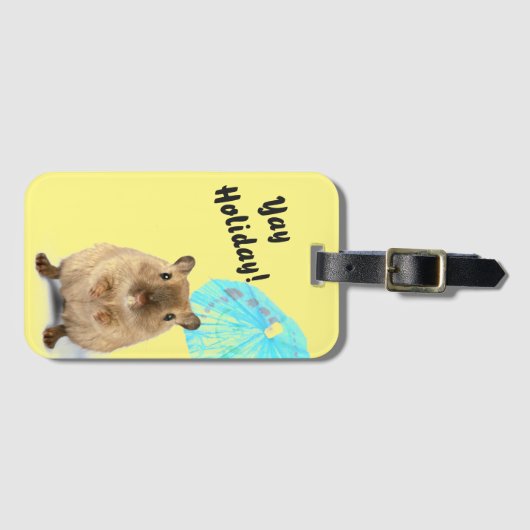 Funny Cute Gerbil Summer Holiday Yellow Bagagelabel (Voorkant (horizontaal))