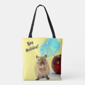 Funny Cute Gerbil Summer Holiday Yellow Tote Bag (Achterkant)