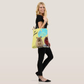 Funny Cute Gerbil Summer Holiday Yellow Tote Bag (Op model)
