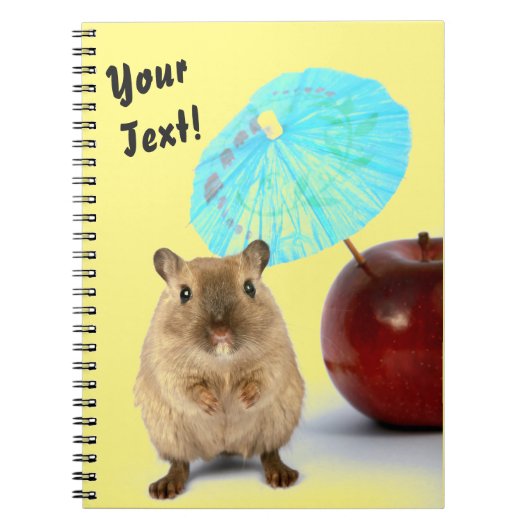 Funny Cute Gerbil Summer Holiday Yellow Your Text Notitieboek (Voorkant)