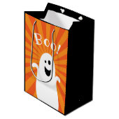 Funny Cute Ghost Boo Haunted Happy Halloween Party Medium Cadeauzakje (Voorkant Gekanteld)