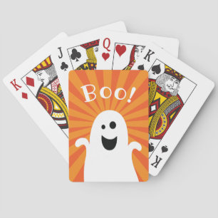 Funny Cute Ghost Boo Spooky Fun Happy Halloween Pokerkaarten