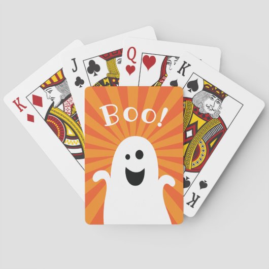 Funny Cute Ghost Boo Spooky Fun Happy Halloween Pokerkaarten (Achterkant)