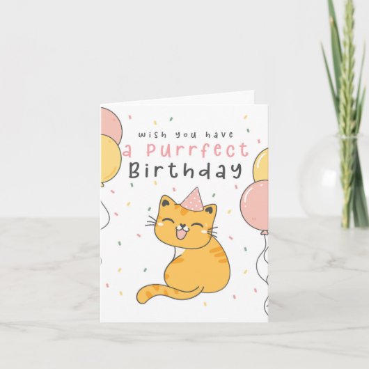 Funny Cute Ginger Cat Kitten Birthday Kaart (Voorkant)
