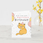 Funny Cute Ginger Cat Kitten Birthday Kaart (Gele Bloem)