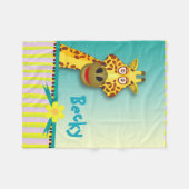 Funny Cute Giraffe | blauwgroen geel Fleece Deken (Voorkant (Horizontaal))
