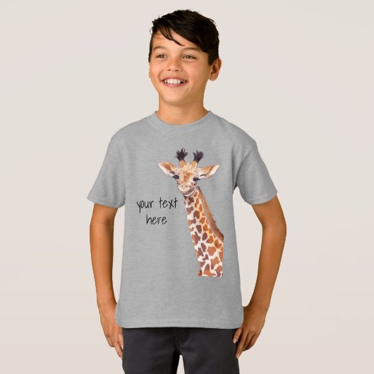 Funny Cute Giraffe, gepersonaliseerd T-shirt (Voorkant volledig)