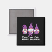 Funny Cute Gnomes Peace Hope Love Epilepsy Awarene Magneet (Voorkant / Achterkant)
