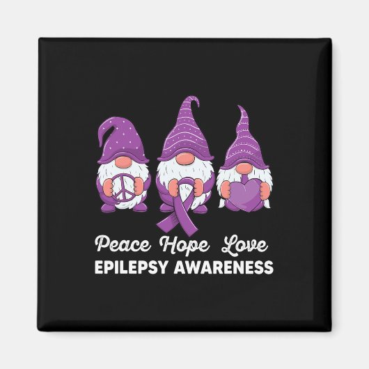 Funny Cute Gnomes Peace Hope Love Epilepsy Awarene Magneet (Voorkant)