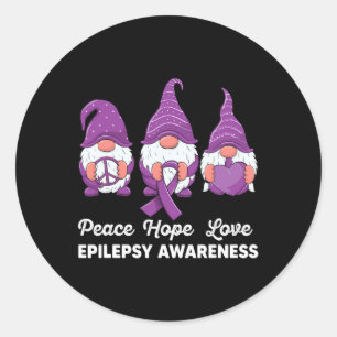 Funny Cute Gnomes Peace Hope Love Epilepsy Awarene Ronde Sticker