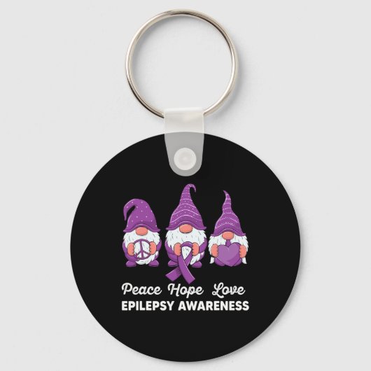 Funny Cute Gnomes Peace Hope Love Epilepsy Awarene Sleutelhanger (Voorkant)