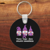 Funny Cute Gnomes Peace Hope Love Epilepsy Awarene Sleutelhanger (Voorkant)
