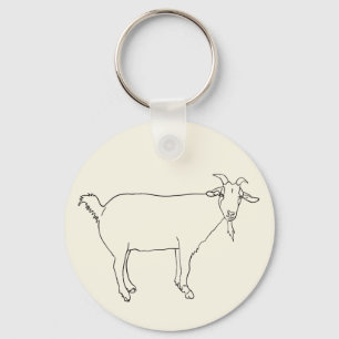 Funny Cute Goat Tekening Simple Quirky Animal Art Sleutelhanger
