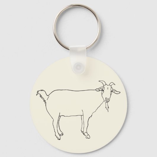 Funny Cute Goat Tekening Simple Quirky Animal Art Sleutelhanger (Voorkant)