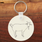 Funny Cute Goat Tekening Simple Quirky Animal Art Sleutelhanger (Voorkant)