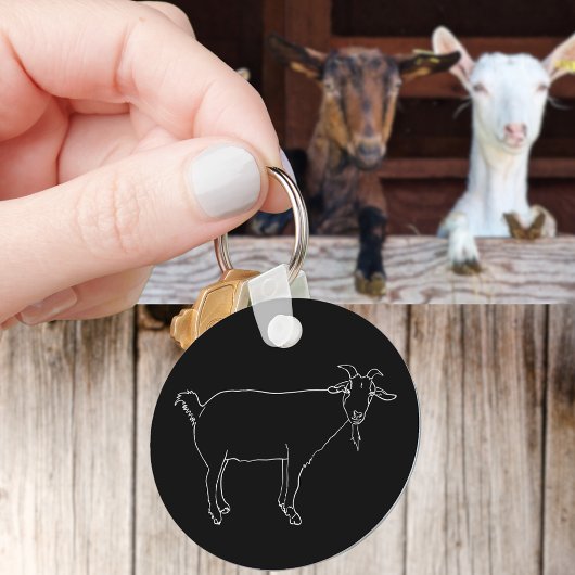 Funny Cute Goat Tekening Simple Quirky Animal Art Sleutelhanger