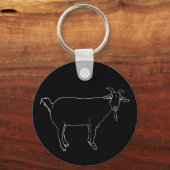 Funny Cute Goat Tekening Simple Quirky Animal Art Sleutelhanger (Voorkant)