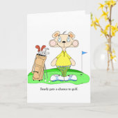 Funny Cute Golfing Bear Greeting Card Kaart (Gele Bloem)