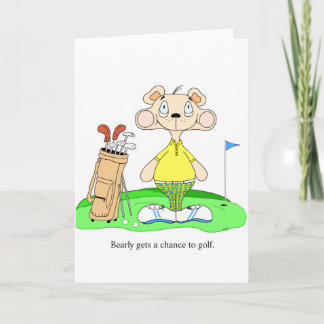 Funny Cute Golfing Bear Greeting Card Kaart