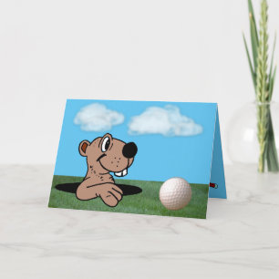 Funny & Cute Gopher & Golf Ball op de Birthday-kaa Kaart