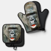 FUNNY CUTE GORILLA OVENWANT & PANNENLAP SET (Voorkant / Achterkant)