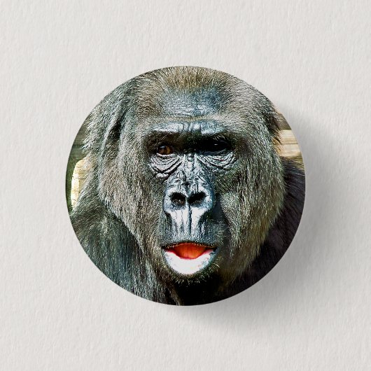 FUNNY CUTE GORILLA RONDE BUTTON 3,2 CM (Voorkant)