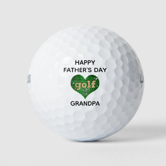 Funny Cute Grandpa Fathers Day Heart Golfer Golfballen (Voorkant)