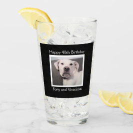 Funny Cute Grumpy White Dog 40th Birthday Black Glas