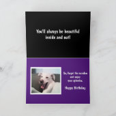 Funny Cute Grumpy White Dog 40th Birthday Black Kaart (Binnen)