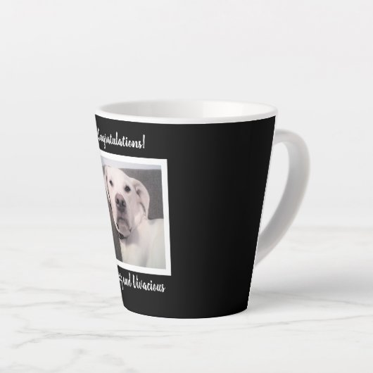 Funny Cute Grumpy White Dog 40th Birthday Black Latte Mok (Rechterhoek)