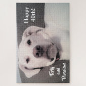 Funny Cute Grumpy White Dog 40th Birthday Black Legpuzzel (Verticaal)