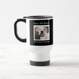 Funny Cute Grumpy White Dog 40th Birthday Black Reisbeker