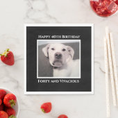 Funny Cute Grumpy White Dog 40th Birthday Black Servet (Insitu)
