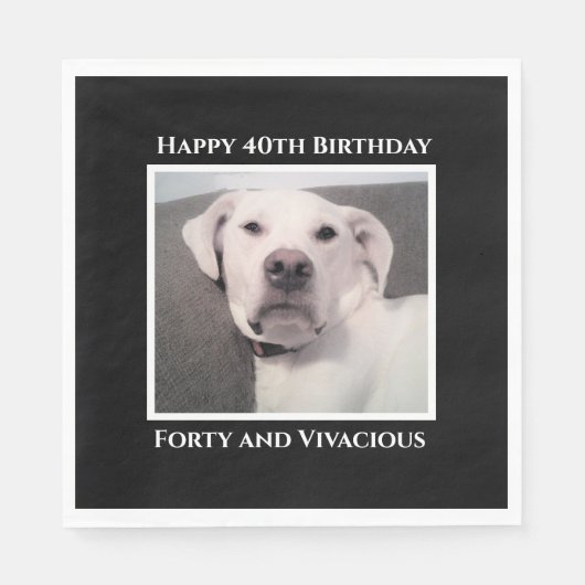 Funny Cute Grumpy White Dog 40th Birthday Black Servet (Voorkant)