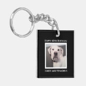 Funny Cute Grumpy White Dog 40th Birthday Black Sleutelhanger (Voorkant Links)