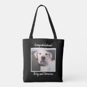 Funny Cute Grumpy White Dog 40th Birthday Black Tote Bag (Achterkant)