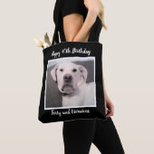 Funny Cute Grumpy White Dog 40th Birthday Black Tote Bag (Dichtbij)