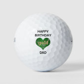 Funny Cute Happy Birthday Dad Heart Golfer Golfballen (Voorkant)
