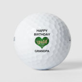 Funny Cute Happy Birthday Grandpa Heart Golfer Golfballen (Voorkant)