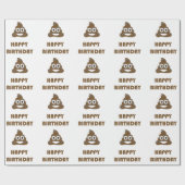 Funny Cute Happy Birthday Poop Emoji Cadeaupapier (Vlak)