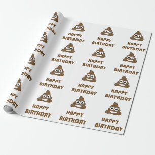 Funny Cute Happy Birthday Poop Emoji Cadeaupapier