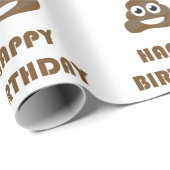Funny Cute Happy Birthday Poop Emoji Cadeaupapier (Rol Hoek)