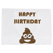 Funny Cute Happy Birthday Poop Emoji Groot Cadeauzakje (Achterkant)