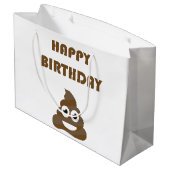Funny Cute Happy Birthday Poop Emoji Groot Cadeauzakje (Achterkant Gekanteld)