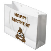 Funny Cute Happy Birthday Poop Emoji Groot Cadeauzakje (Voorkant Gekanteld)