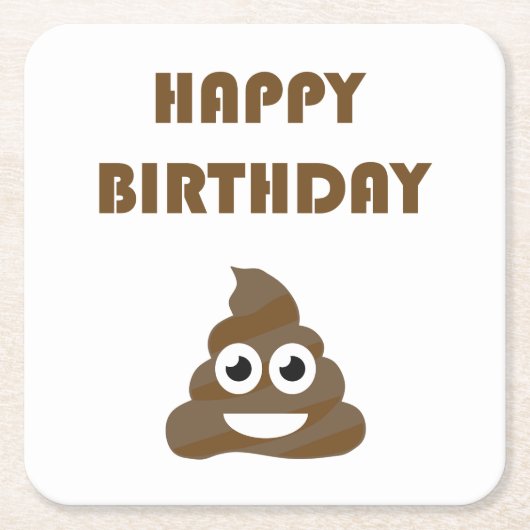 Funny Cute Happy Birthday Poop Emoji Kartonnen Onderzetters (Voorkant)