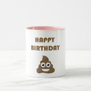 Funny Cute Happy Birthday Poop Emoji Mok